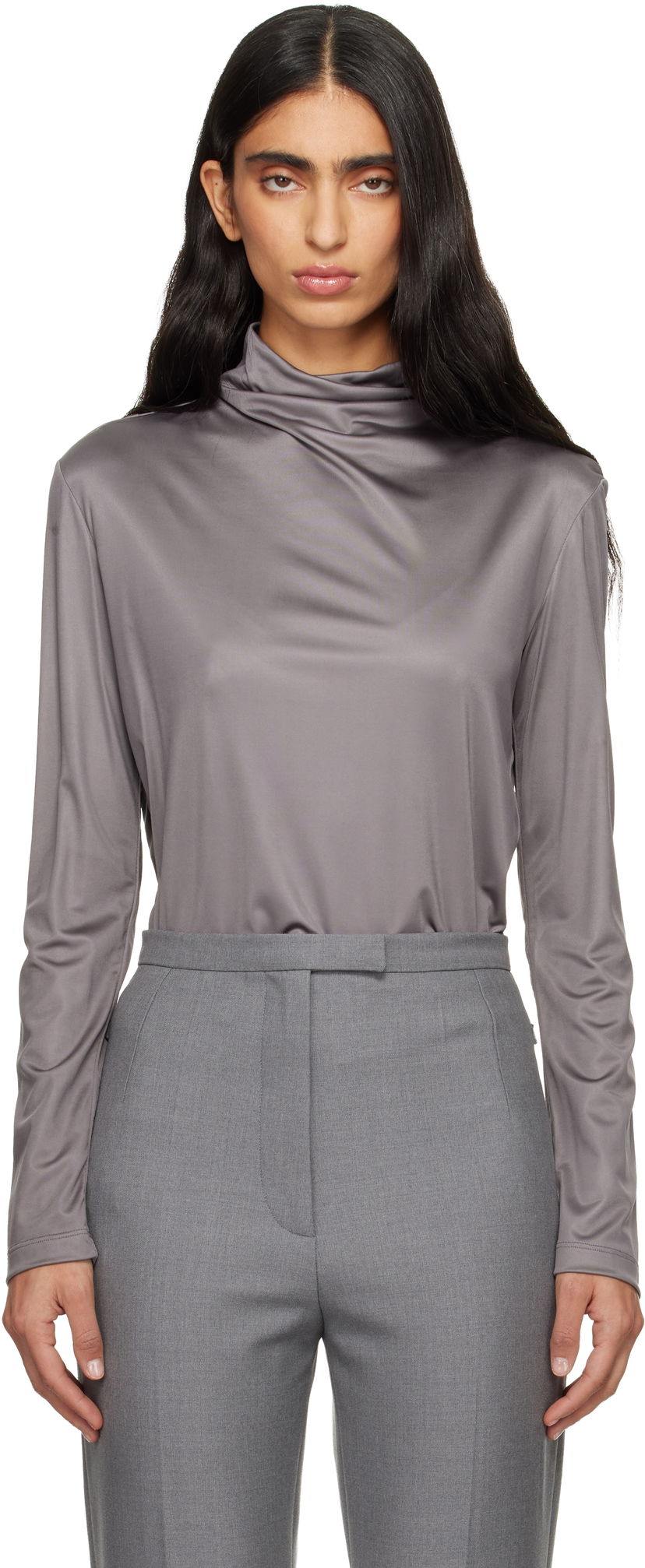 Dres Dries Van Noten Dries Van Noten Long-Sleeve Jersey Turtleneck Šedá | 252-011157-2617