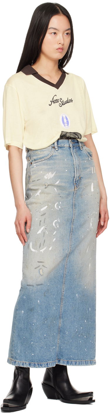 Sukňa Acne Studios Acne Studios Paint Splatter Denim Maxi Skirt Modrá | AF0426-, 3