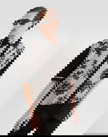 Polo tričko Dolce & Gabbana Floral Striped Silk And Cotton Polo Shirt With Twill Short Sleeves - Collection Rôznofarebný | GXV90TJGMF4HK5SS, 3