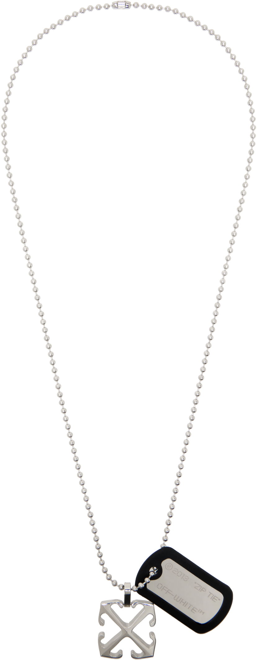 Náhrdelník Off-White Arrow Zip Tie Pendant Necklace Metalická | OMOB15CC99MET0017210