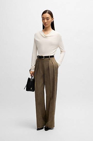 Sveter BOSS Stretch Crepe Cowl Neck Top Biela | 50523978, 1