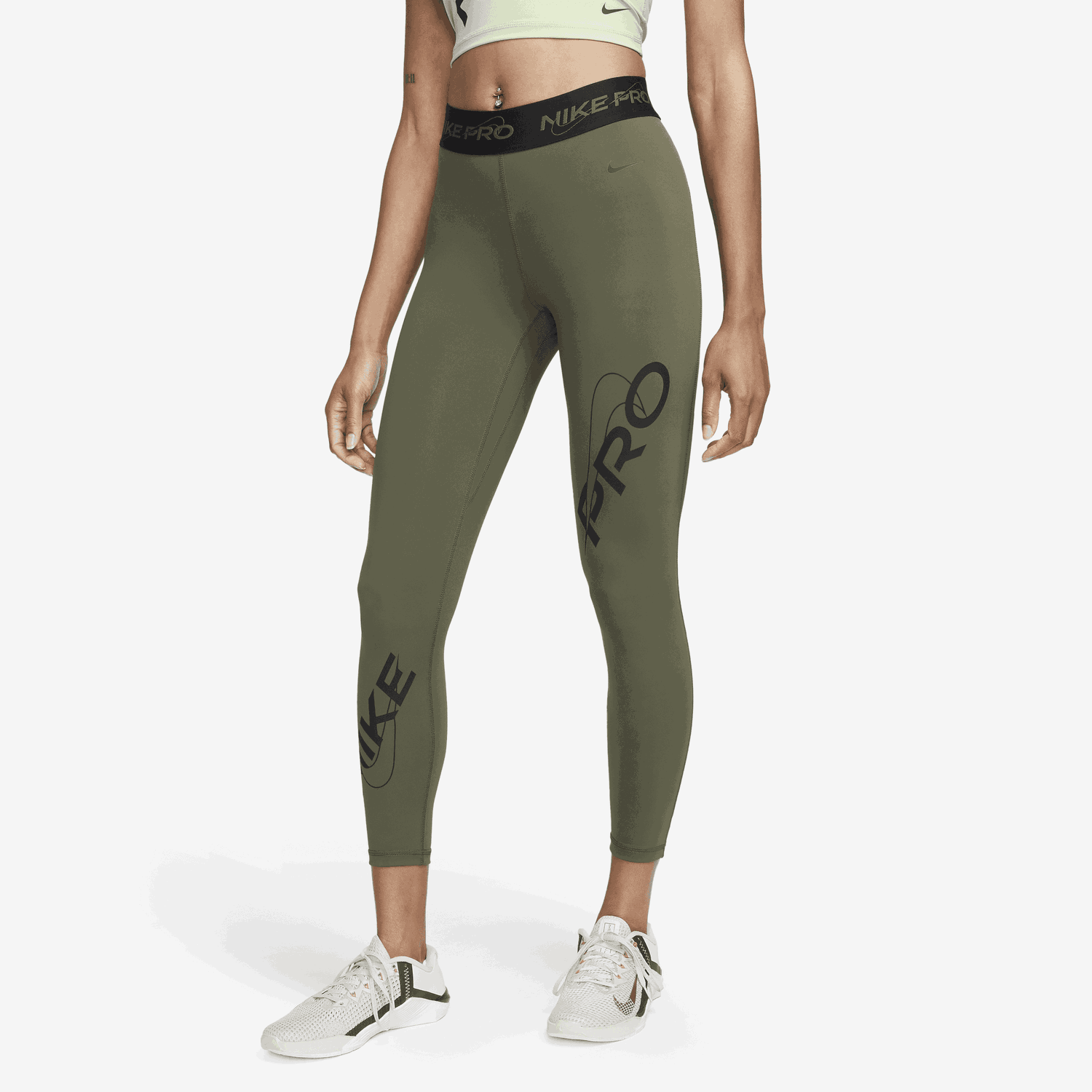 Legíny Nike Pro Mid-Rise 7/8 Graphic Leggings Zelené | FB5488-325, 0