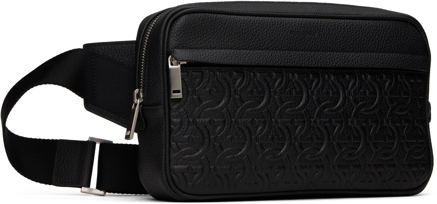Ľadvinka FERRAGAMO Ferragamo Gancini Embossed Leather Belt Bag Čierna | 769479, 1