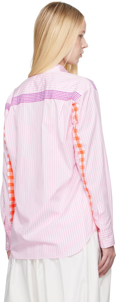 Košeľa Comme des Garçons Comme des Garçons Striped Gingham Trim Shirt Ružová | FO-B022-S25, 2