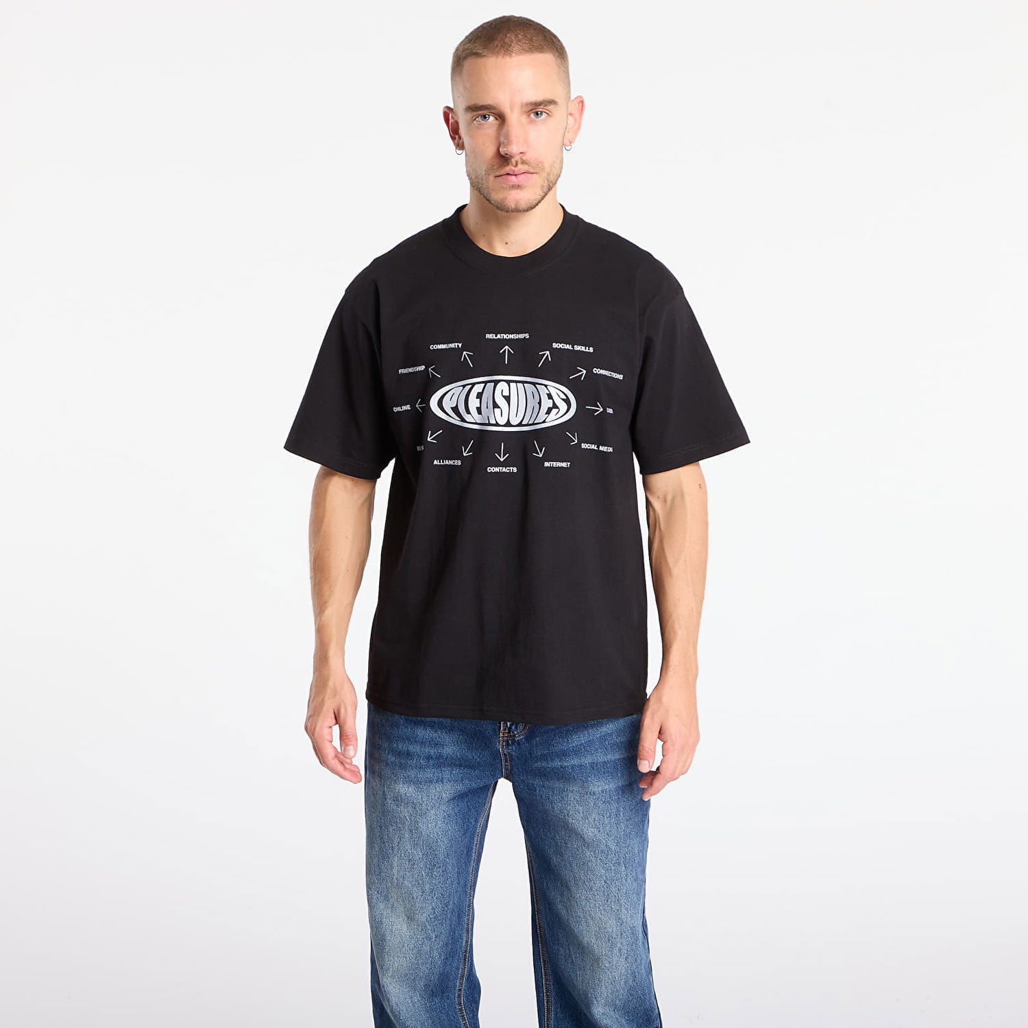 Tričko Pleasures Overview Logo T-Shirt Čierna | P25F084-BLACK, 0