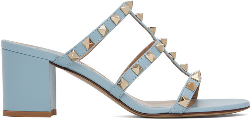 Doplnky Valentino Valentino Garavani Rockstud Calfskin Heeled Sandals Modrá | 5W2S0C47VOD
