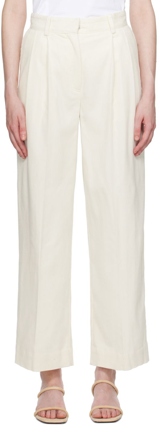 Nohavice TOTEME TOTEME Pleated Wide-Leg Trousers Biela | 243-WRB0202-FB0191, 0