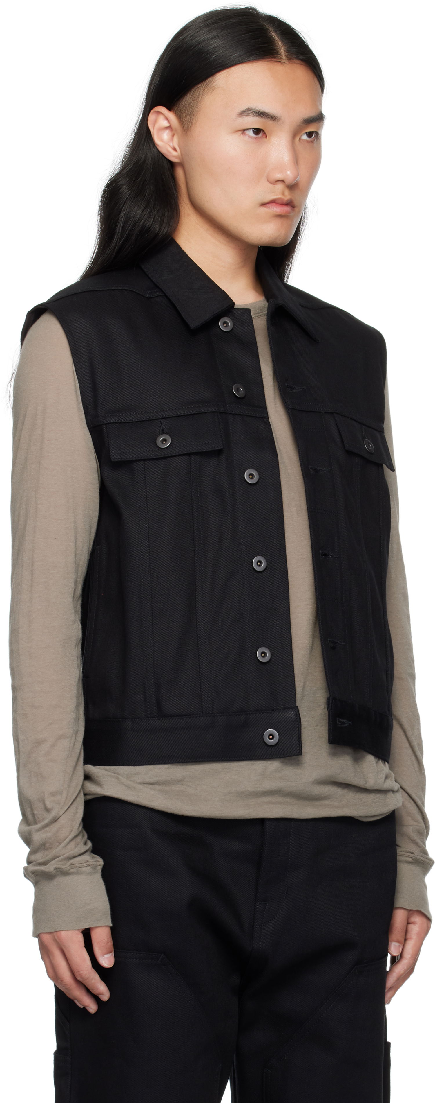 Vesta Rick Owens Rick Owens DRKSHDW Hollywood SL Trucker Denim Vest Čierna | DL01E6798 BLKJP, 1