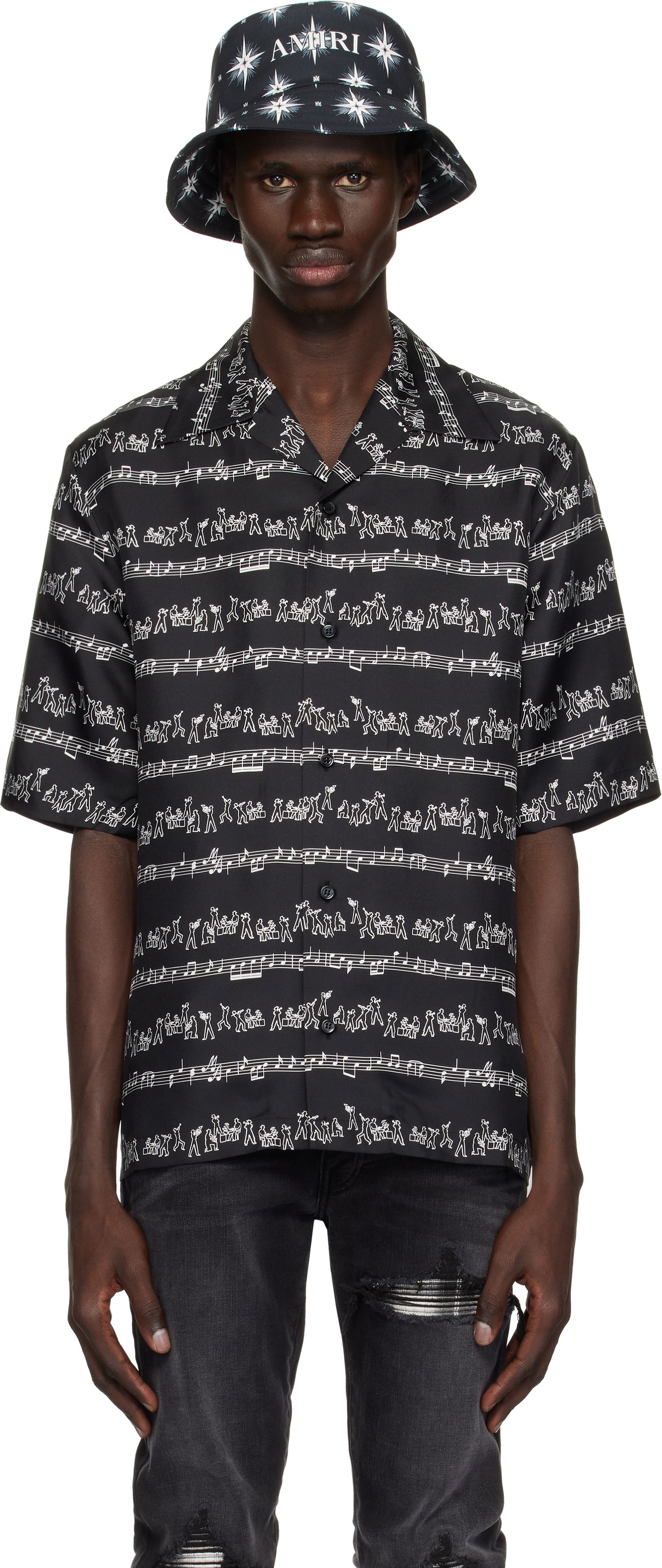 Košeľa AMIRI AMIRI Jazz Band Print Shirt Čierna | AMSTCA1106, 0