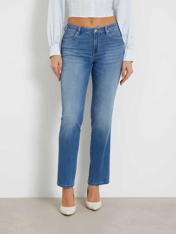 Nohavice a džínsy GUESS Mid Rise Straight Denim Pant Navy | W4GA15D5B42, 0