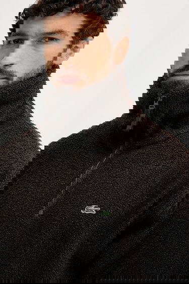 Mikina Lacoste Teddy Fleece Half-Zip Pullover with Stand-Up Collar Hnedá | SH5500, 3