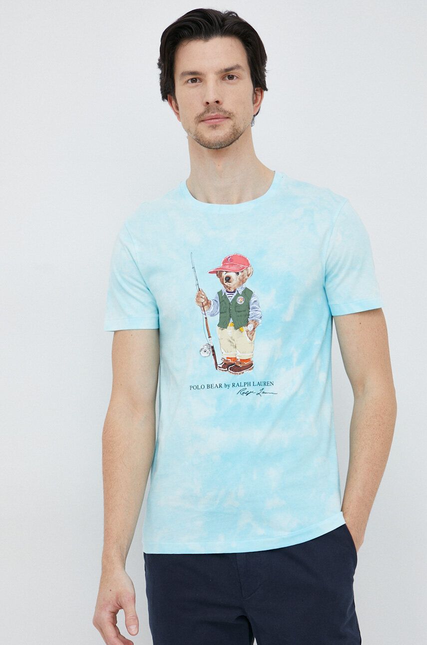 Tričko Polo by Ralph Lauren Logo-Print Cotton T-Shirt Tyrkysová | 710900826, 0