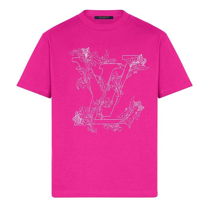 Tričko Louis Vuitton Floral Embroidered T-Shirt Ružová | 1A8A97