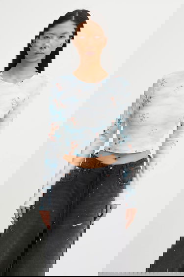 Crop Top Fiorucci Beatitudo Print Long Sleeve Crop Rôznofarebný | W25FWTLO003LY01BL02, 0