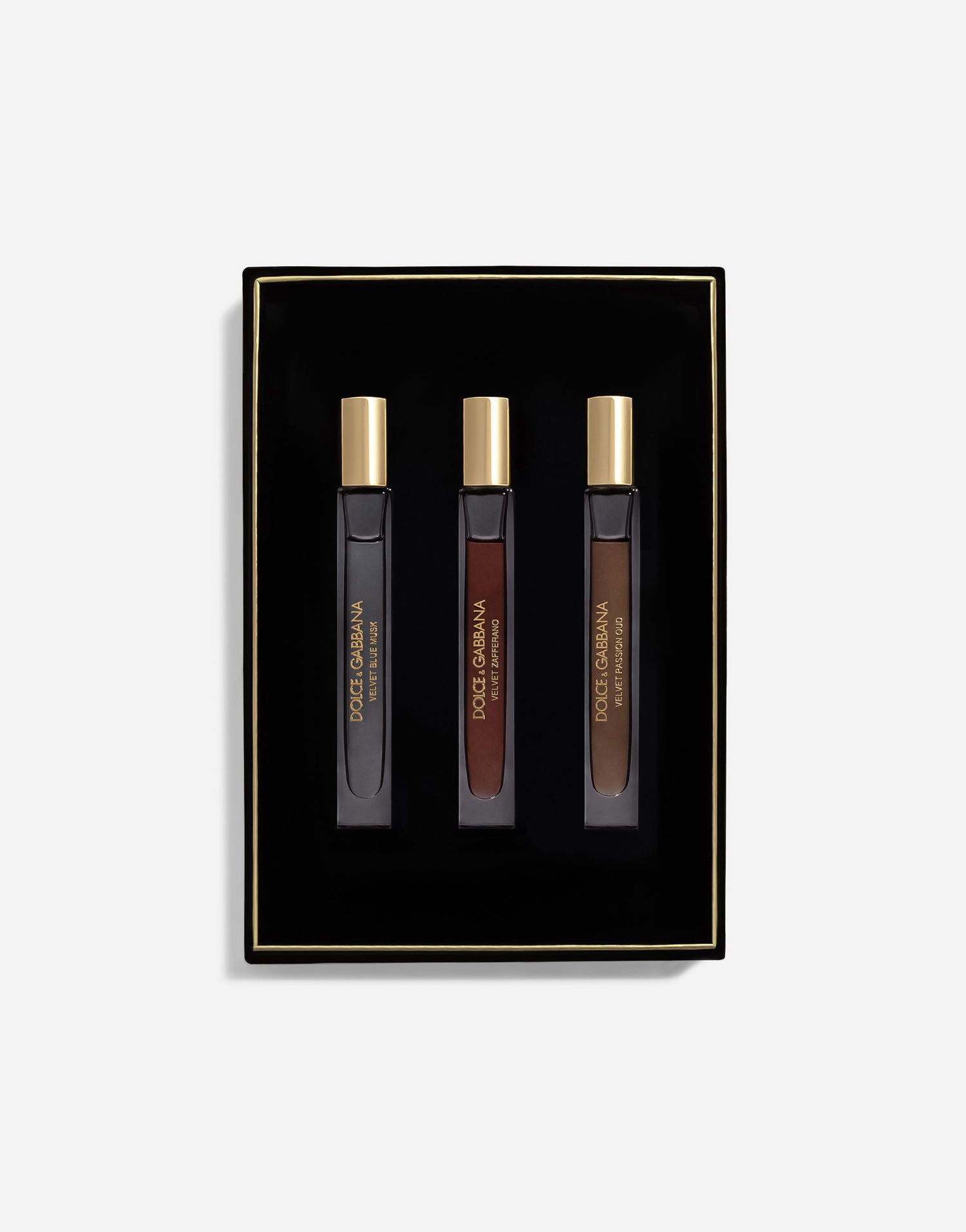 Parfémy a vône Dolce & Gabbana Dolce & Gabbana Velvet Collection Opulent Travel Set featuring Velvet Blue Musk, Velvet Zafferano, Velvet Passion Oud Metalická | VT02ZUVT0009V000, 0
