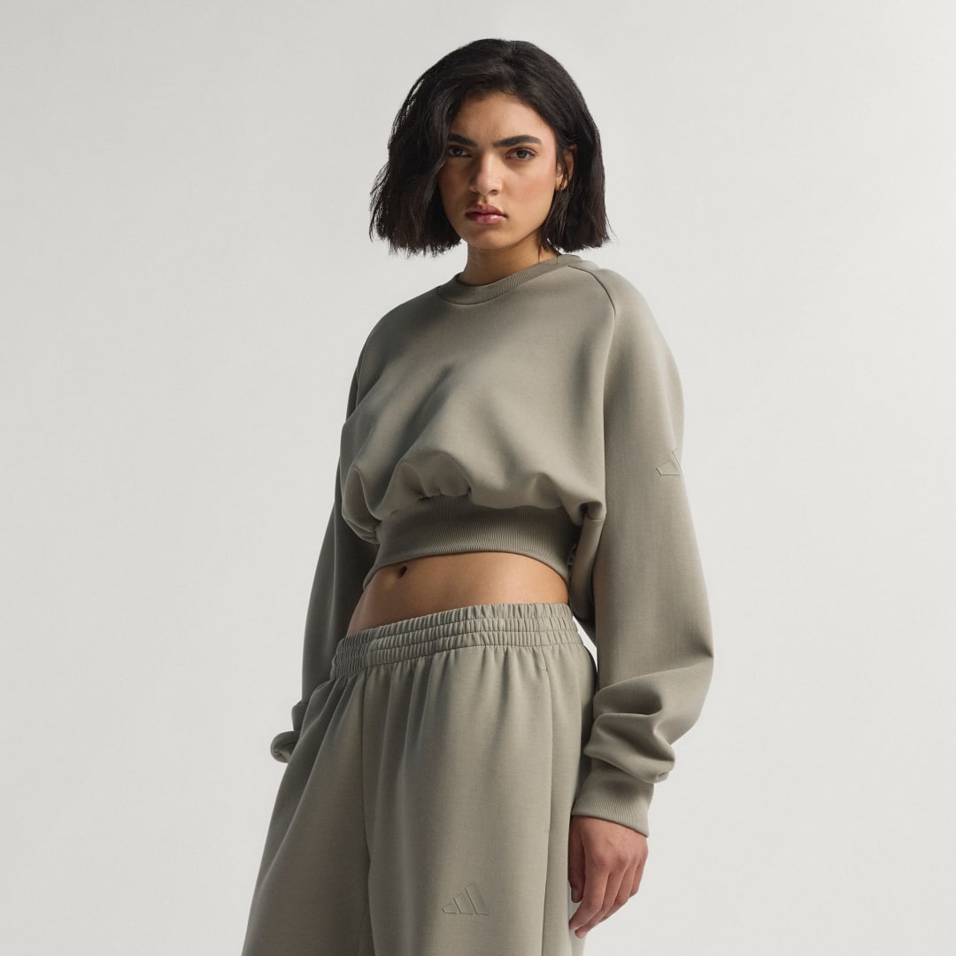 Mikina adidas Performance ALL SZN Soft Lux Cropped Sweatshirt Zelené | JW5070, 0