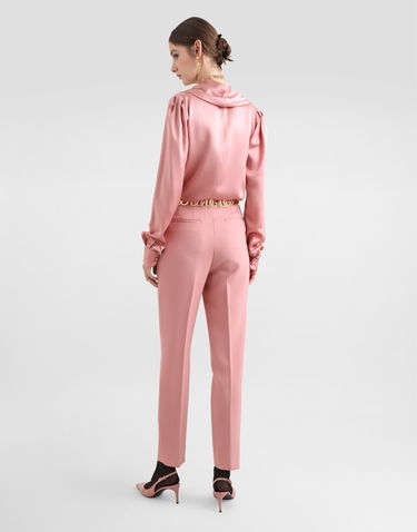 Košeľa Dolce & Gabbana Dolce & Gabbana Satin Blouse with Shawl Neck Ružová | F7AM0TFU1AUFB473, 2