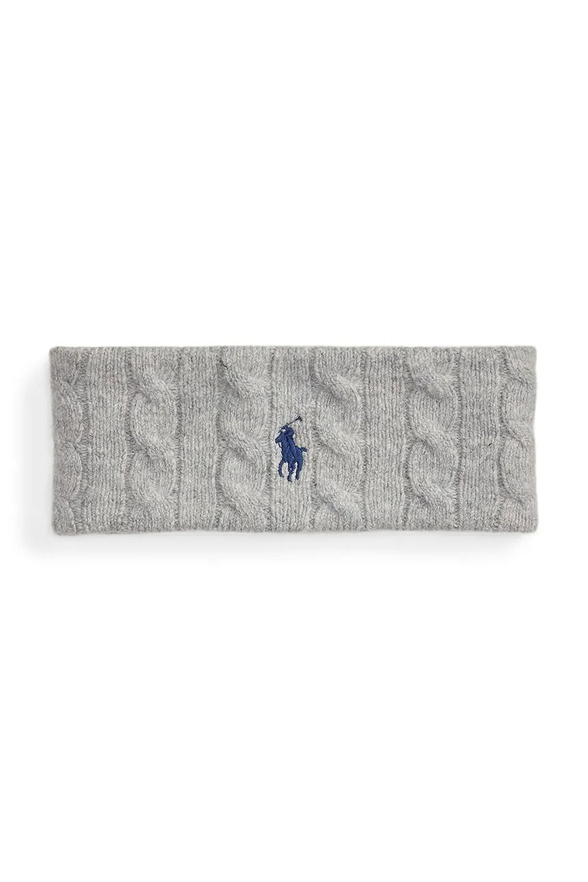 Čiapky a klobúky Polo by Ralph Lauren Wool Blend Cable Knit Headband Šedá | 455981426002