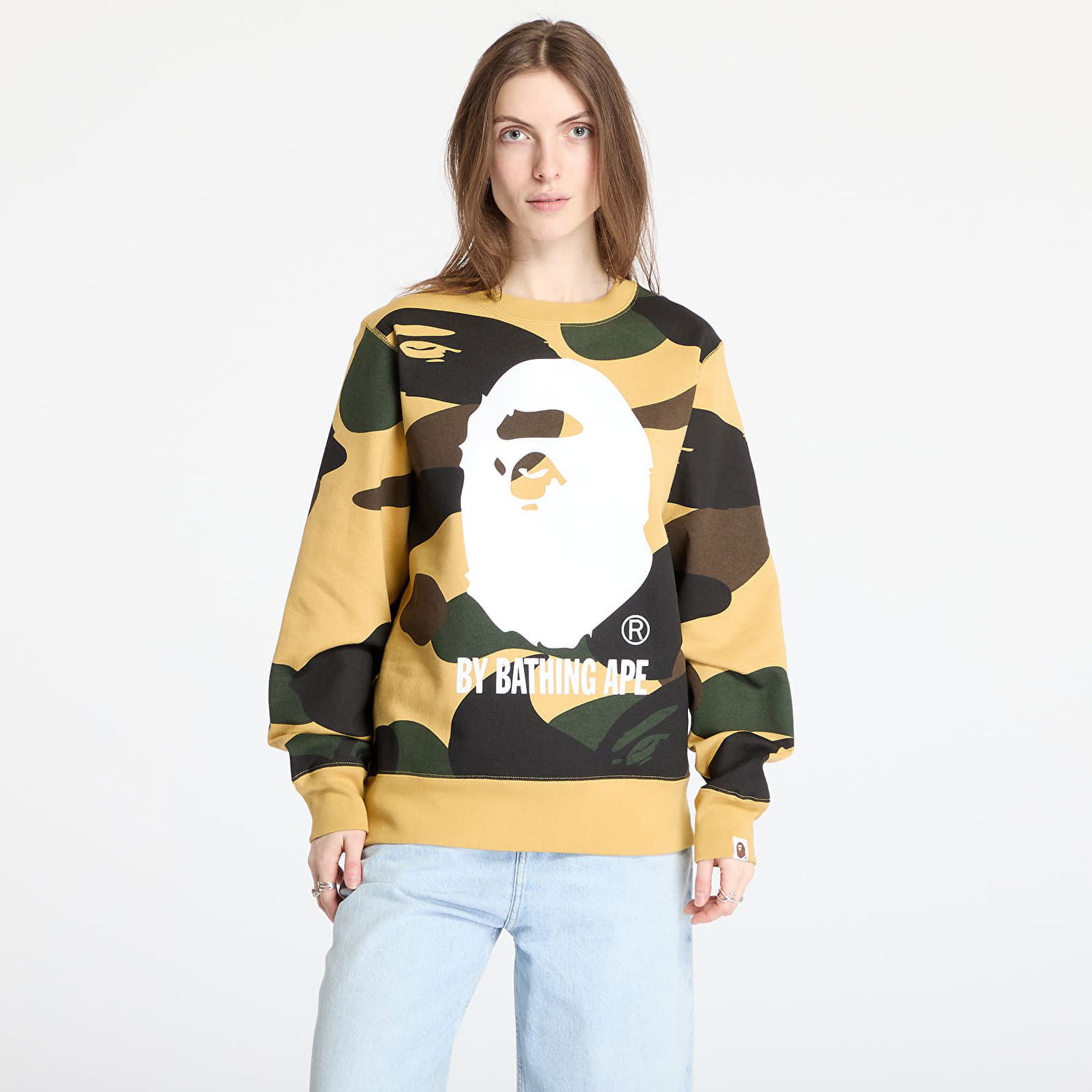 Sveter BAPE A BATHING APE Giant 1St Camo Crewneck Sweatshirt Žltá | 001SWL301011MYEL, 0