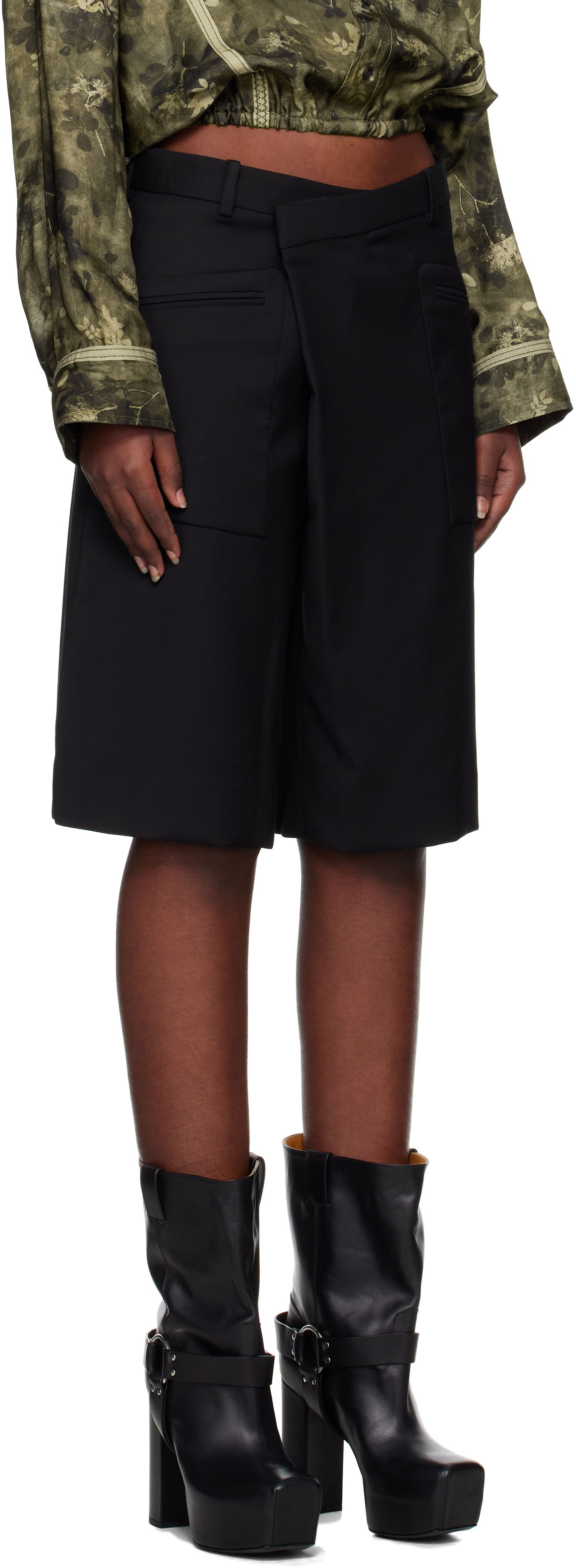 Šortky R13 R13 Crossover Knee-Length Shorts Čierna | R13WR369-R475A, 1