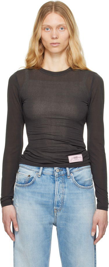 Tričko GANNI GANNI Sheer Mesh Jersey Long Sleeve T-shirt Šedá | T4242, 0