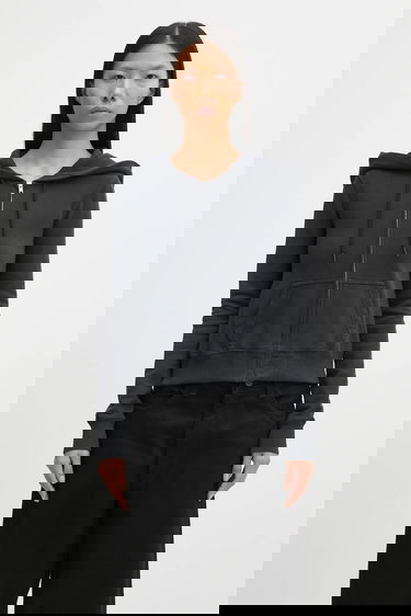 Mikina Maison Margiela MM6 Maison Margiela Washed Cropped Zip Hoodie Čierna | S62HG0030.M25024.899, 0