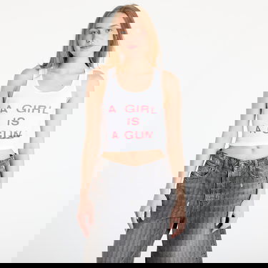Tielko Pleasures PLEASURES Girl Is A Gun Crop Tank Top Biela | P25SU077 WHITE, 0