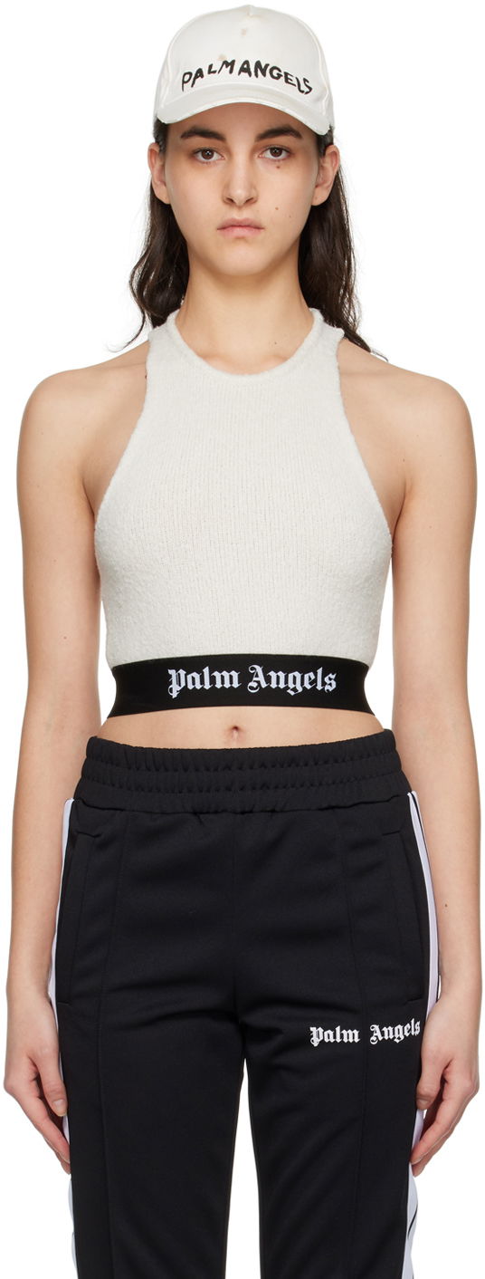 Tielko Palm Angels Cropped Tank Top Biela | PWHT001S23KNI0030310