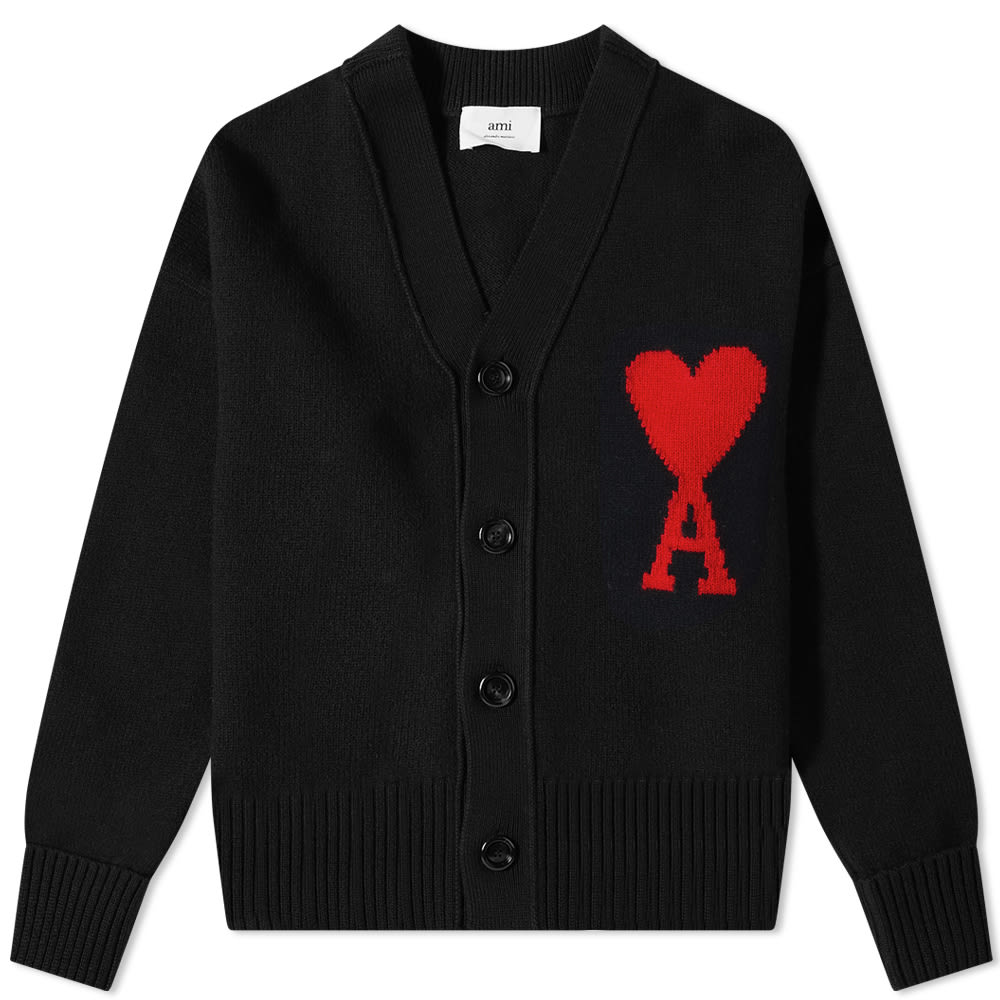 Sveter AMI Large A Heart Cardigan Čierna | BFUKC002-018-009, 0