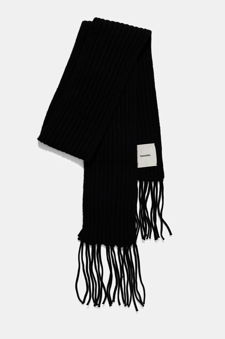 Šál Nanushka Black Knitted Fringe Scarf Čierna | NU24FWSC10499, 1