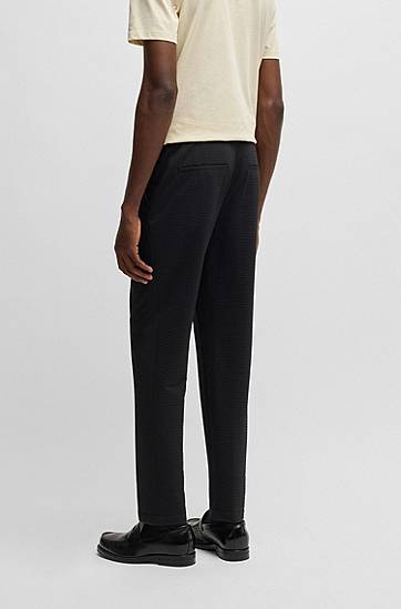 Nohavice BOSS Stretch Seersucker Formal Trousers Čierna | 50540687, 1