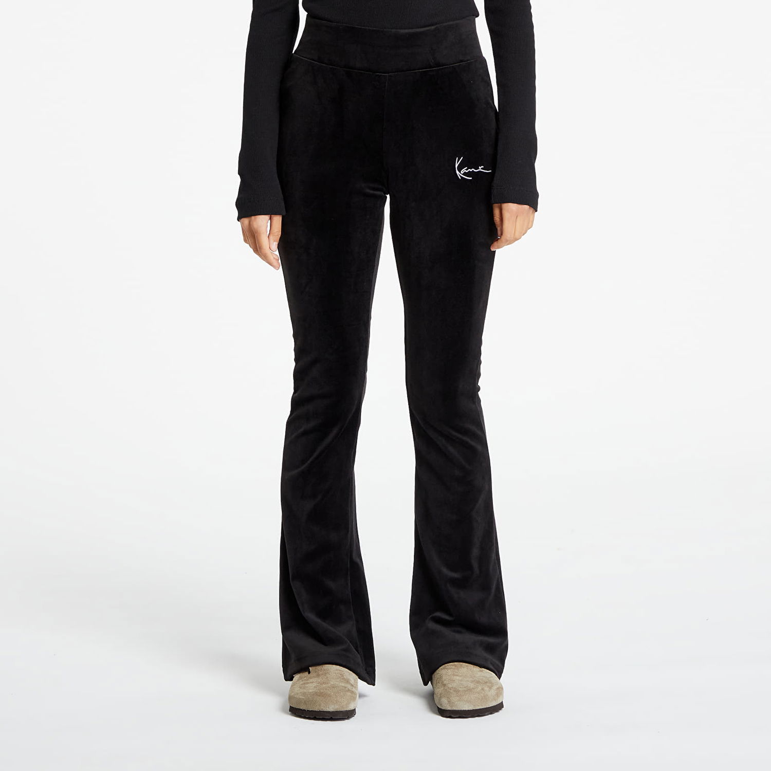 Tepláky Karl Kani Small Signature Flared Velvet Pants Čierna | KW234-034-2, 0