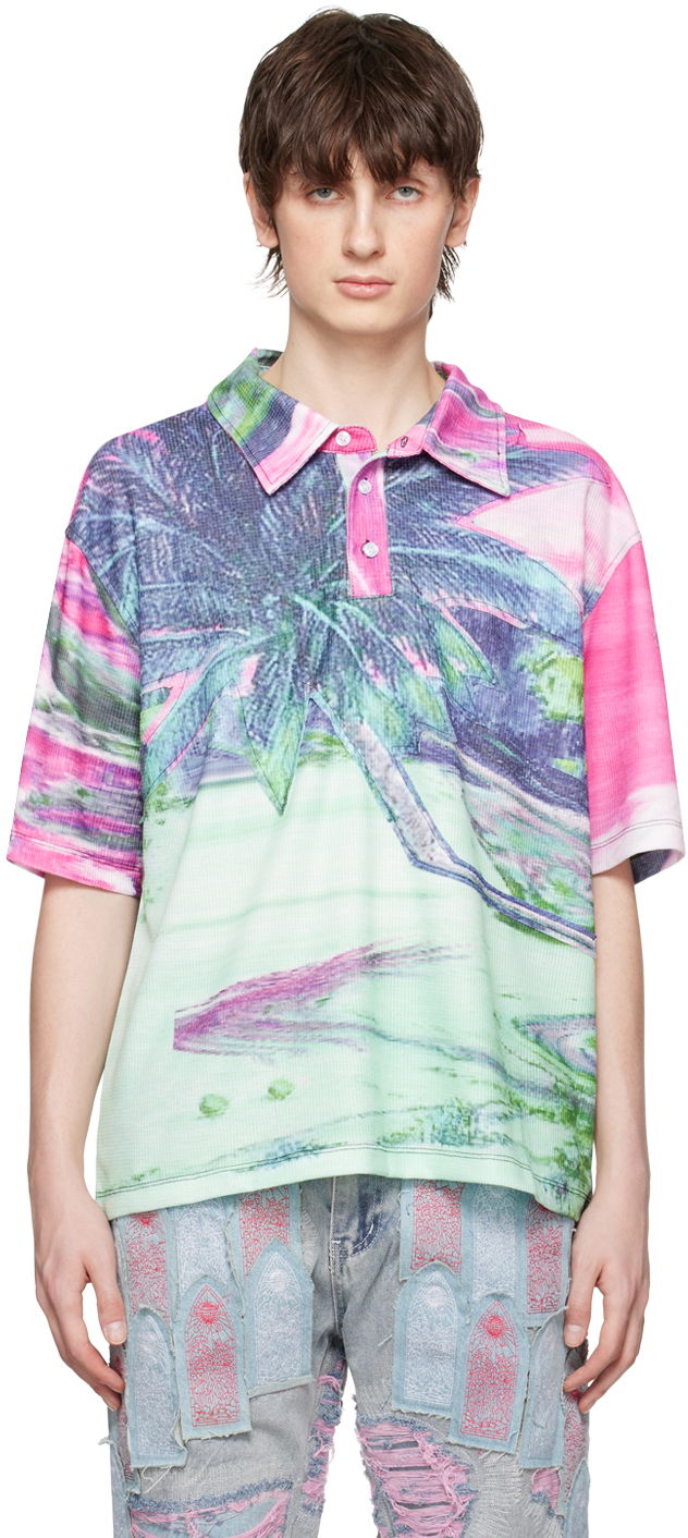 Coastline Print Polo Shirt