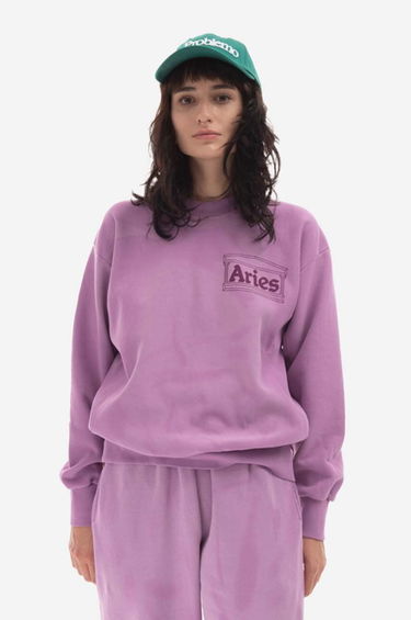 Mikina Aries Temple Cross Grain Sunbleached Sweatshirt Fialová | AR22200, 1