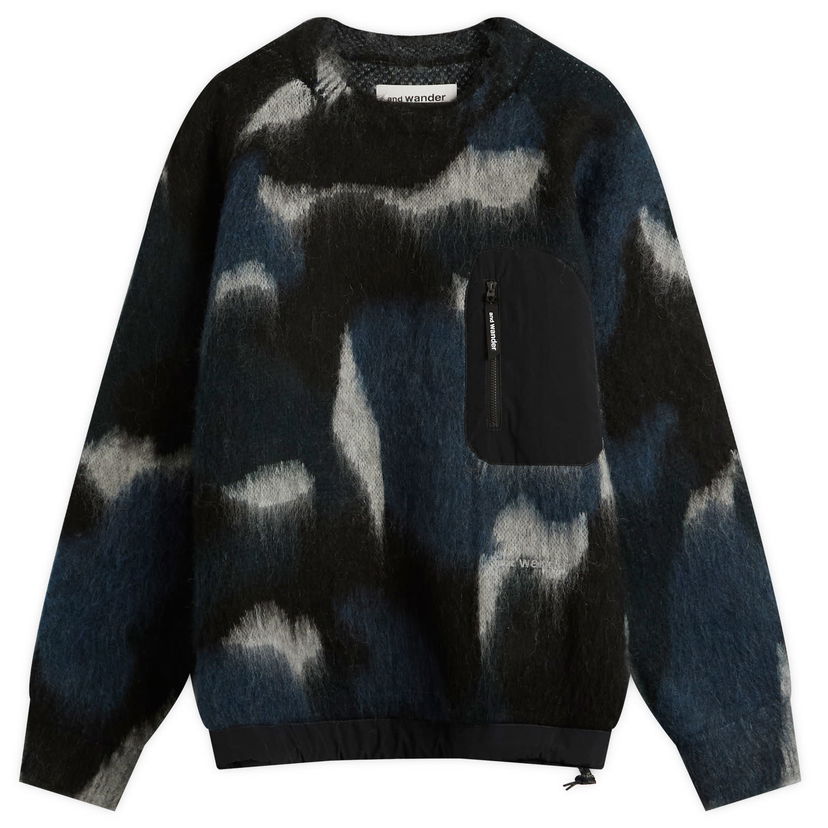 Sveter and wander Shaggy Knit Sweater with Pocket Modrá | 5745284064-404