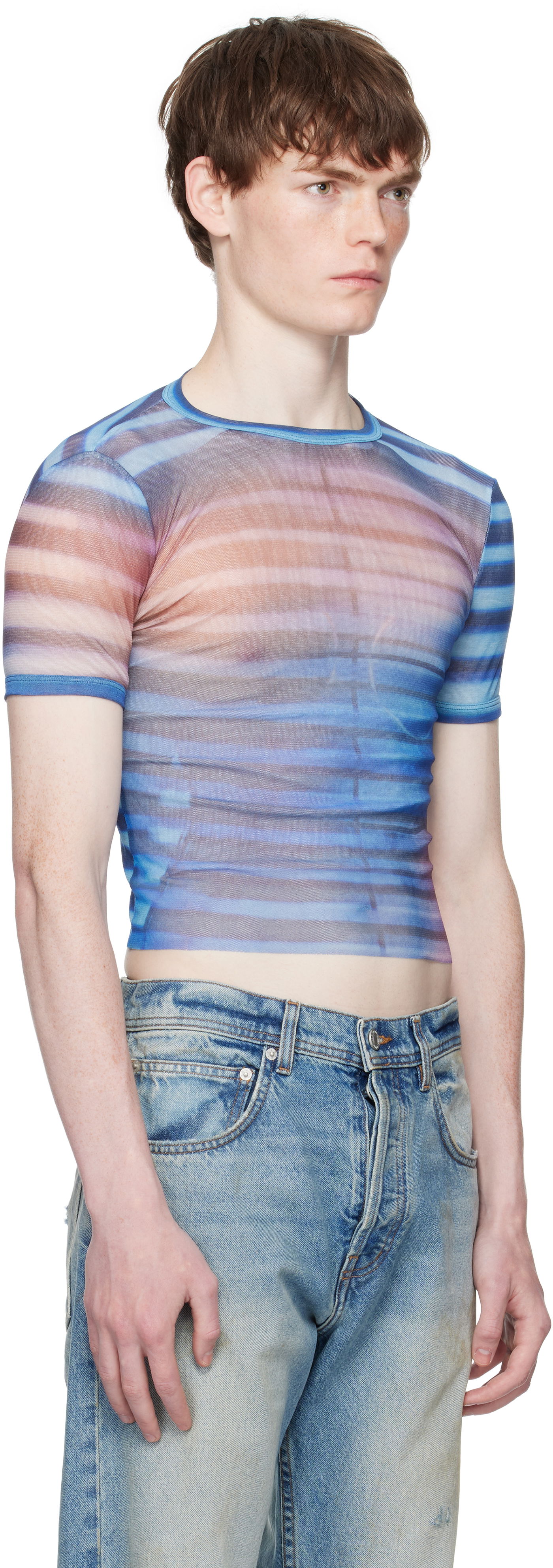 Tričko Jean Paul Gaultier Jean Paul Gaultier 'The Air' Baby Tee Modrá | 25/03-W-TO318-M005P-565034, 1