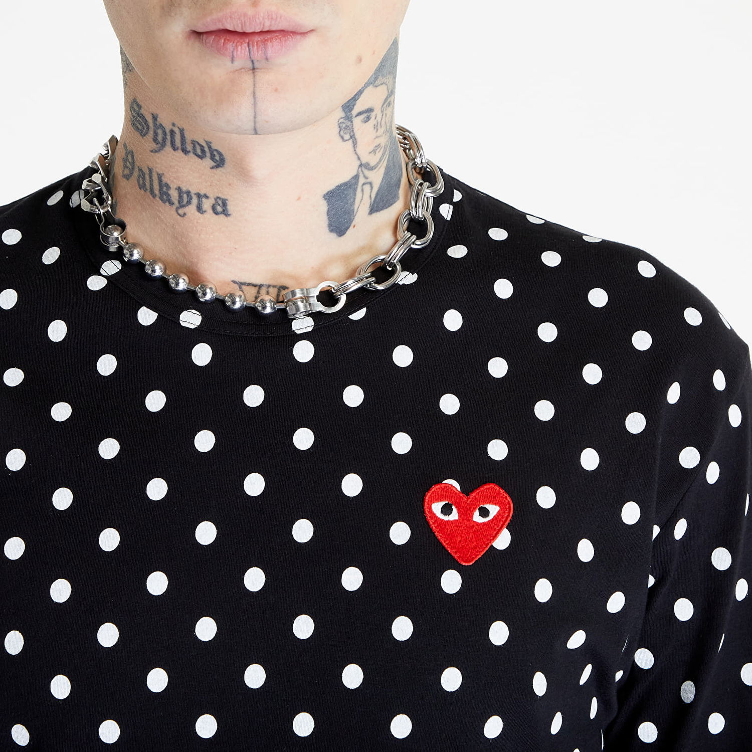Tričko Comme des Garçons PLAY Heart Logo Long Sleeve Tee UNISEX Čierna | AZT166 black, 1