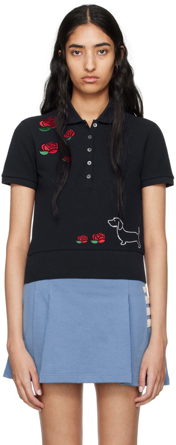 Polo tričko Thom Browne Hector & Rose Embroidered Polo Čierna | FJP096E-00050, 0