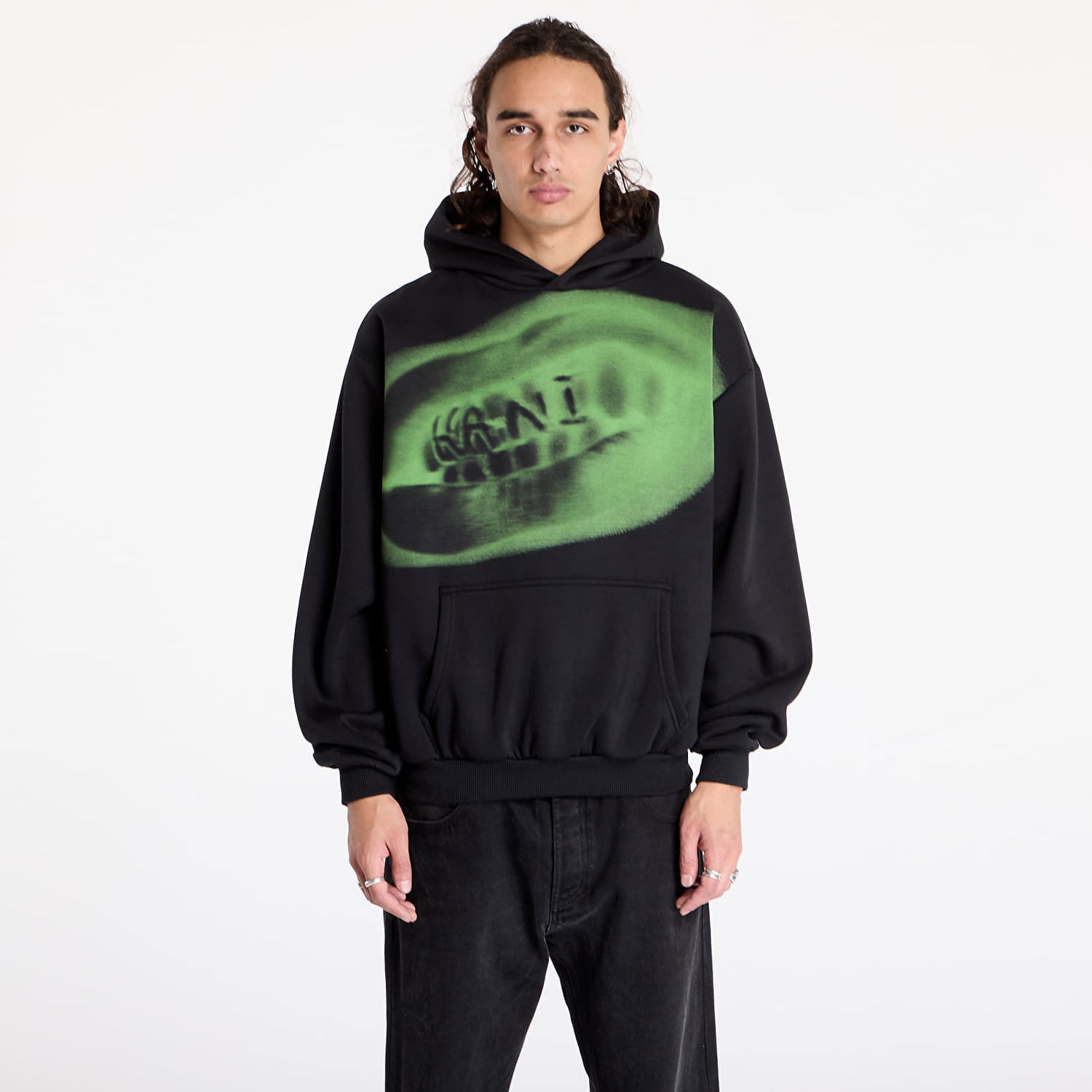 Mikina Karl Kani Sweatshirt Retro Kani Grillz OS Hoodie Black/ Green S Čierna | 60210108, 0