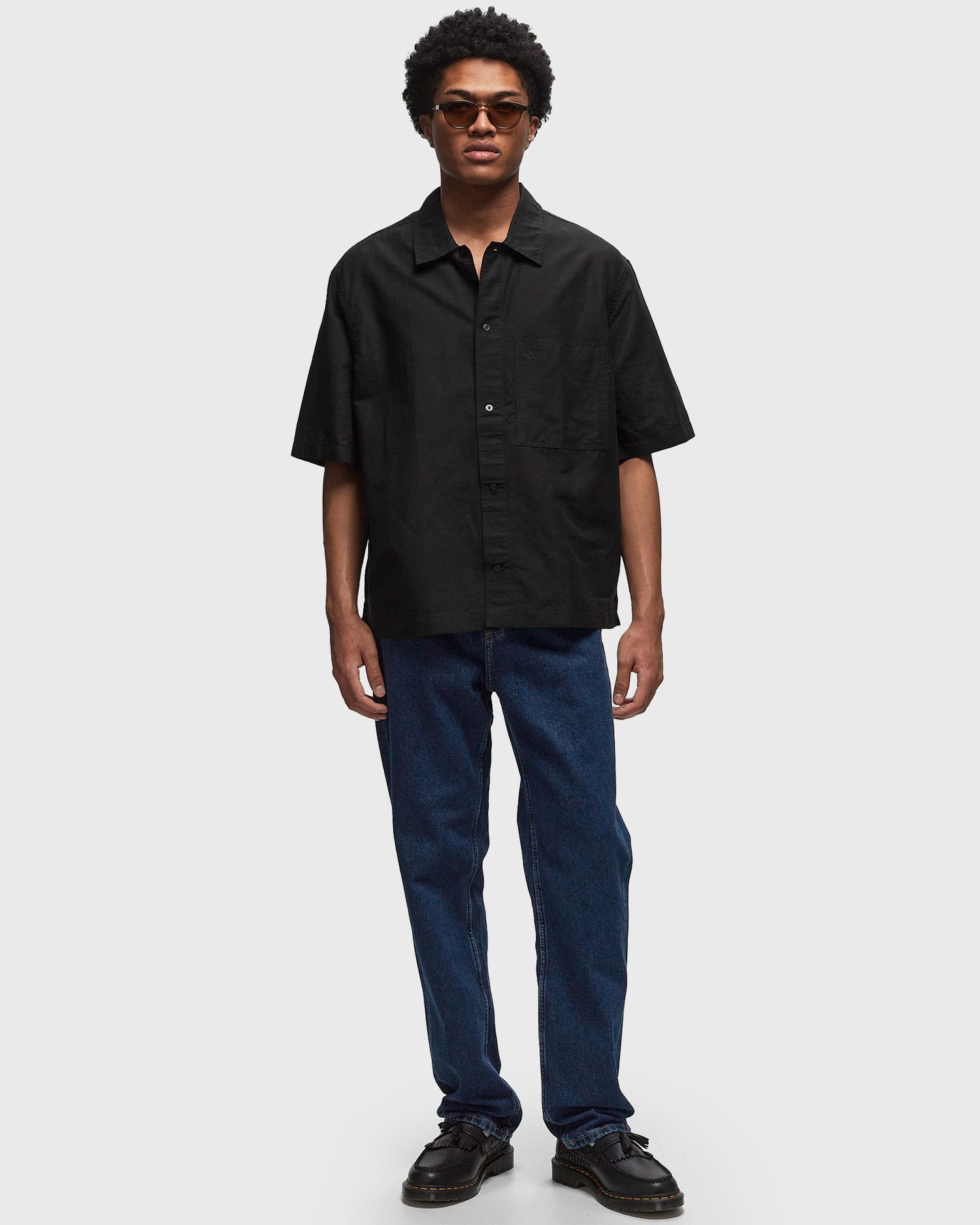 Košeľa CALVIN KLEIN LINEN SS SHIRT Čierna | J30J325173BEH, 1