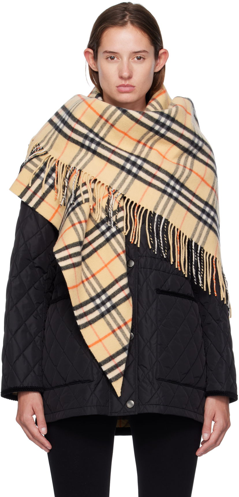 Šál Burberry Burberry Check Wool Cashmere Cape Béžová | 8113128