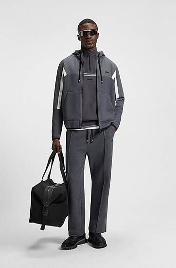 Tepláky BOSS Relaxed-Fit Quilted Jacquard Tracksuit Bottoms Šedá | 50543145, 1