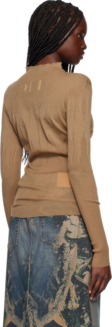 Sveter Feng Chen Wang Feng Chen Wang Transparent Ribbed Knit Sweater Hnedá | FUS19KT03, 2