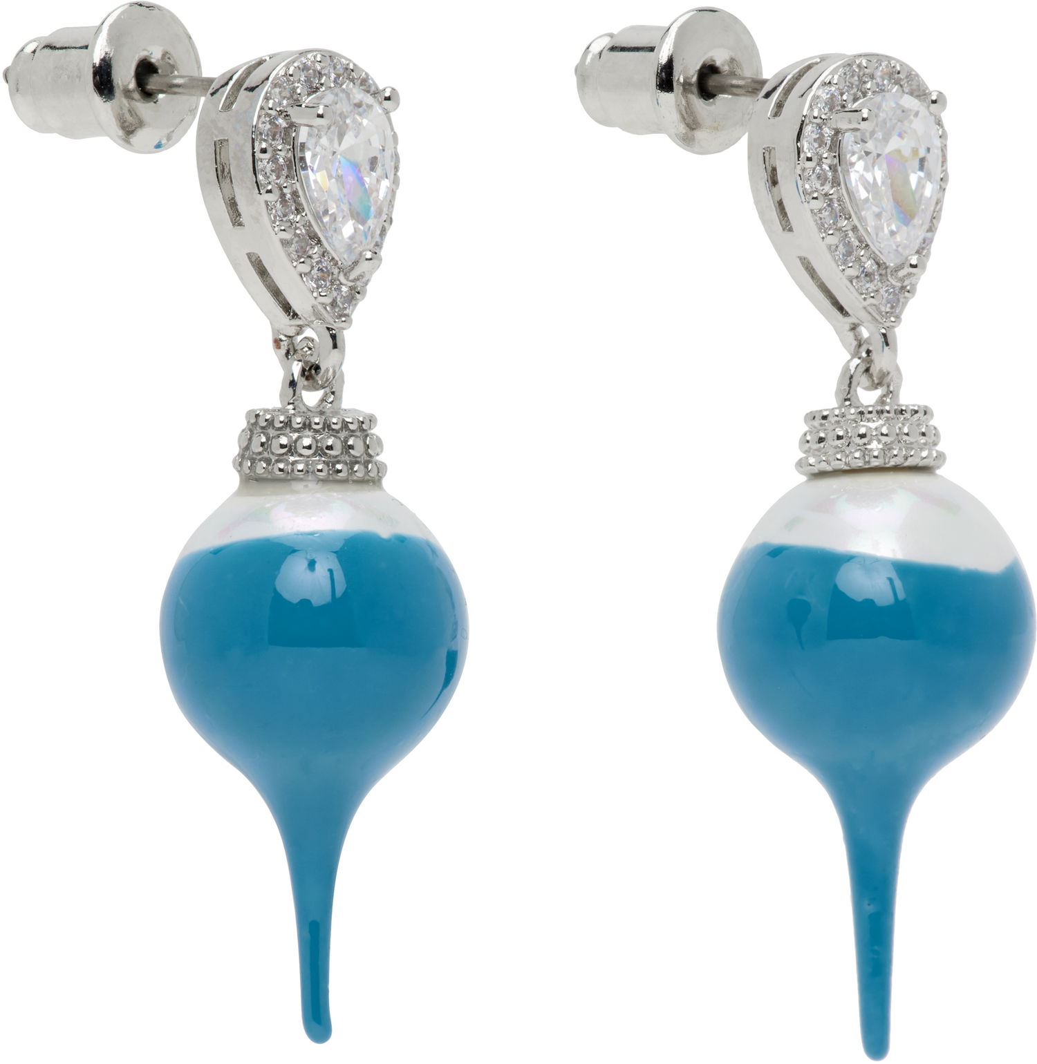 Náušnice Ottolinger Ottolinger Pear-Shaped Crystal Halo Two-Tone Dipped Faux Pearl Drop Earrings Tyrkysová | 125-902425-03, 1