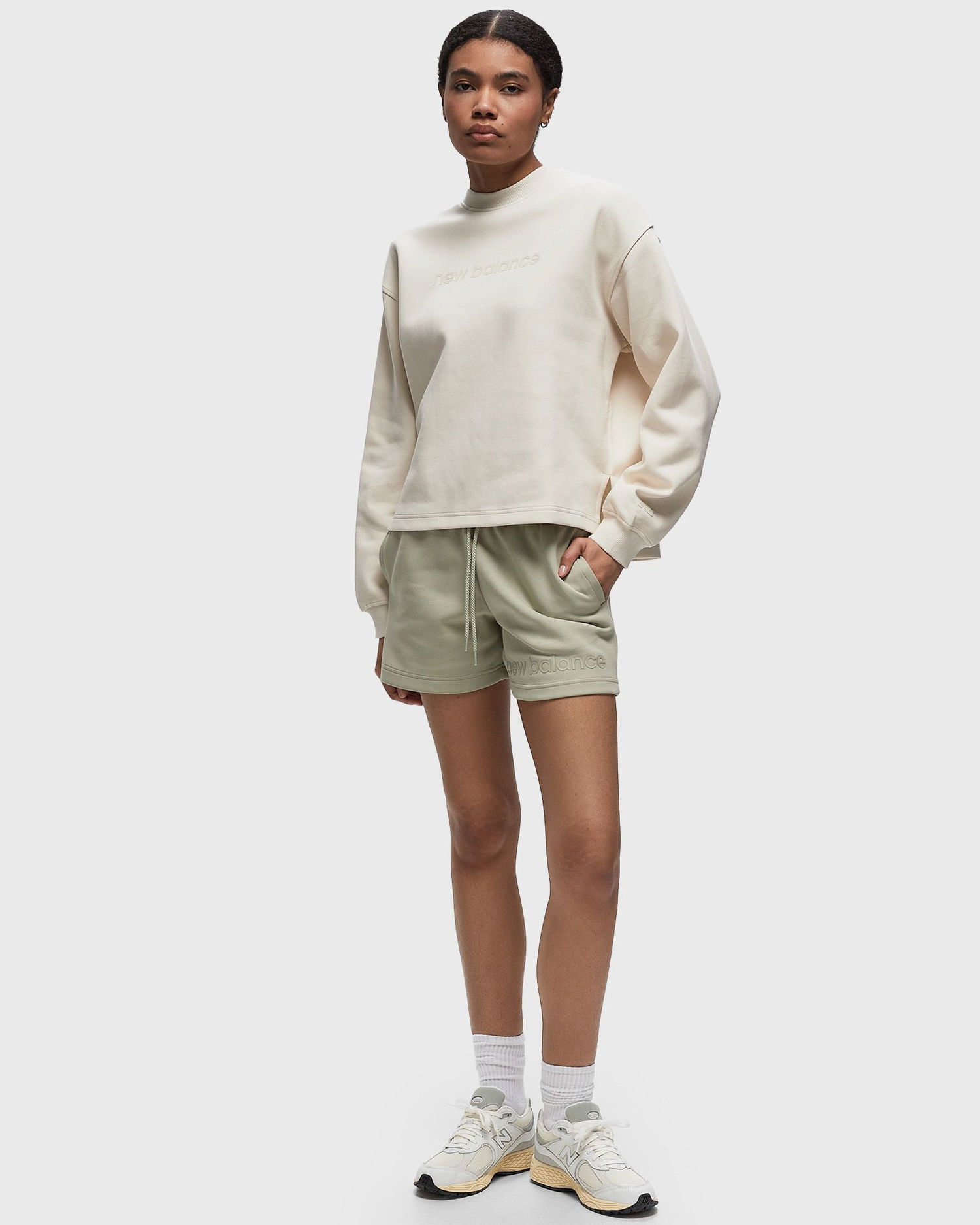 Mikina New Balance Hyper Density Triple Knit Spacer Crew Béžová | WT41556-LIN, 1