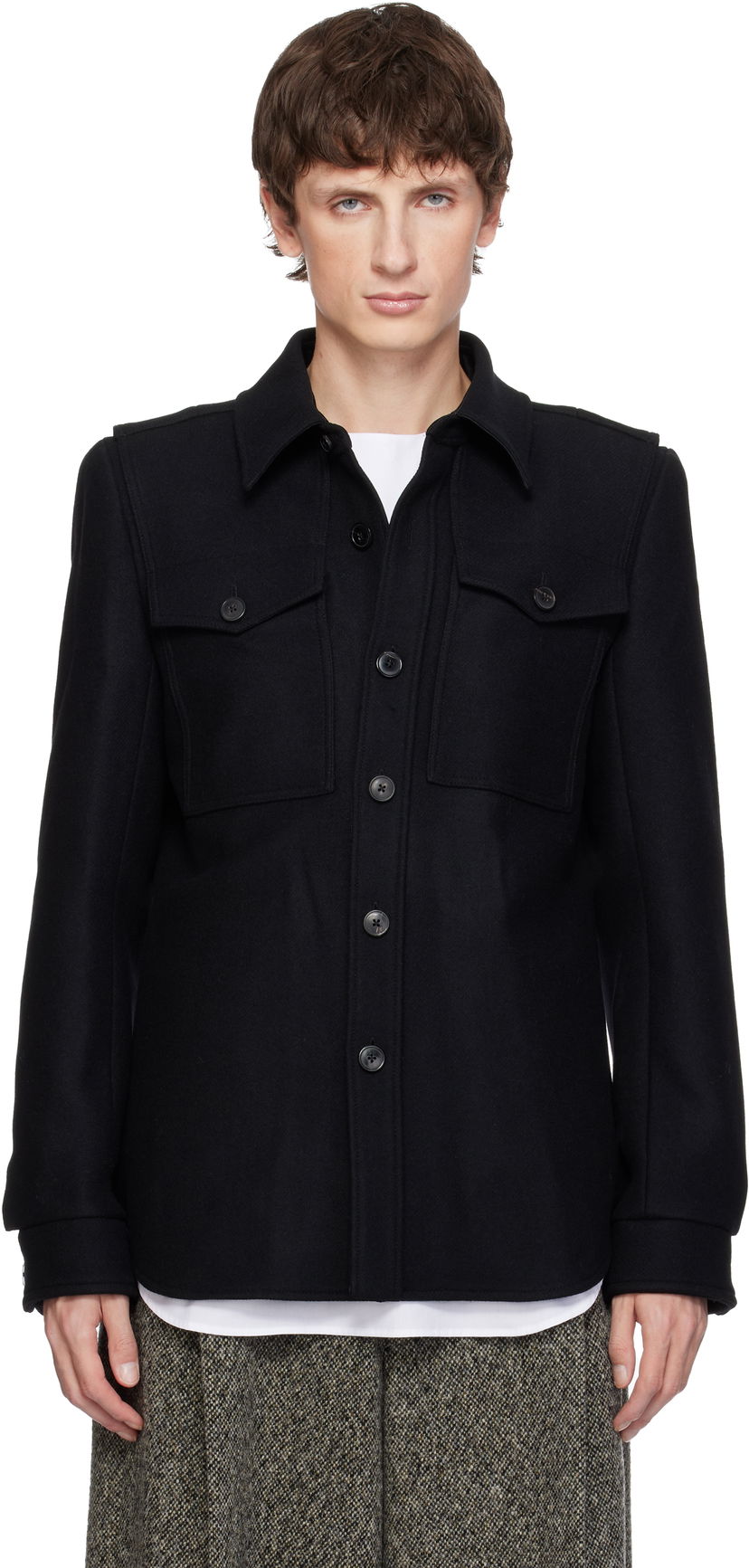 Košeľa Dries Van Noten Constructed Wool Overshirt Čierna | 252-020765-2216