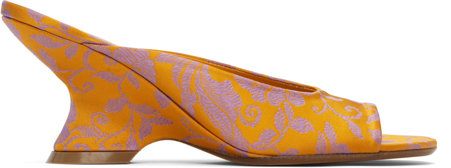 Starostlivosť o obuv Dries Van Noten Dries Van Noten Open-Toe Jacquard Mules Oranžová | WS251-1561-730, 0