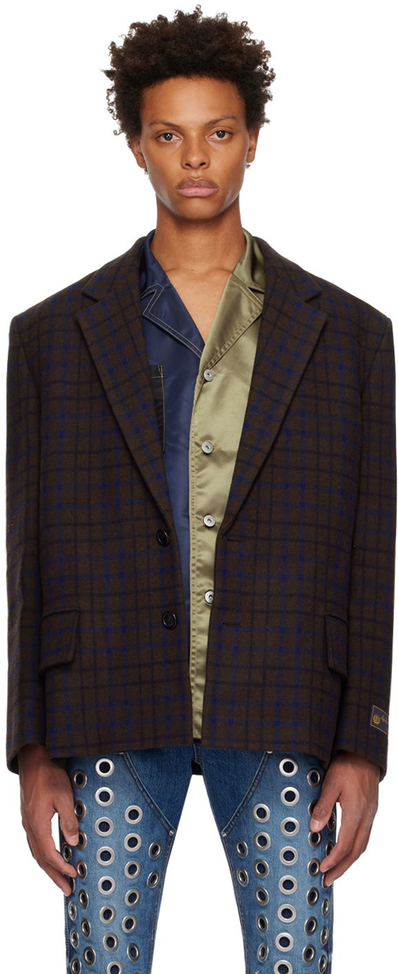 Bunda We11done Check Blazer Hnedá | WD-JK3-22-102-M-BR, 0