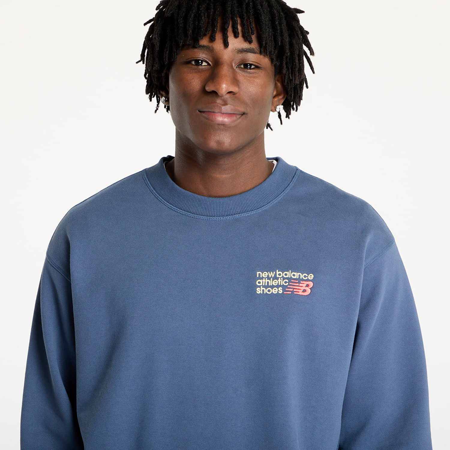 Sveter New Balance Athletics Premium Logo Crew Sweatshirt Modrá | MT41547VTI, 1