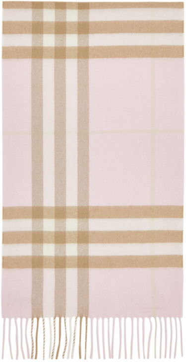 Šál Burberry Off-White Cashmere Giant Check Scarf Ružová | 8016396, 0
